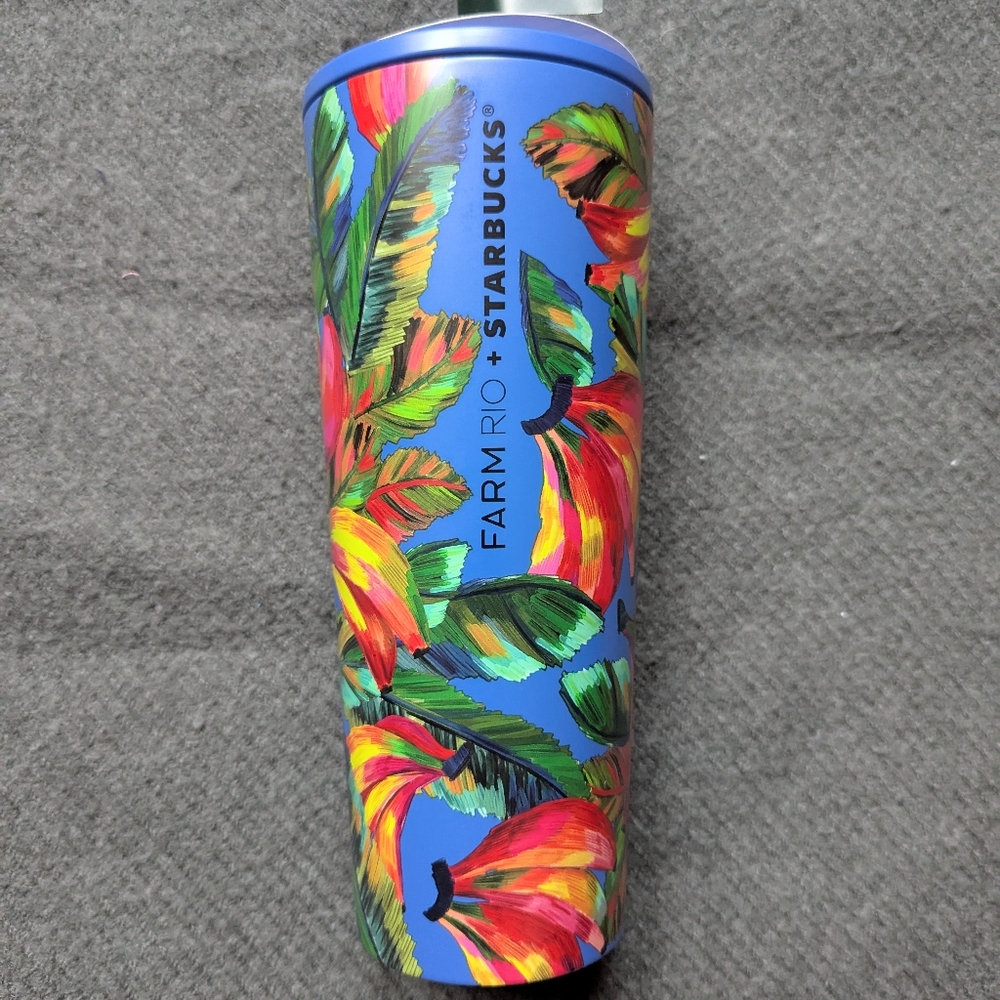 FARM Rio Tropical Blue/Pink Floral Tumbler BNWT